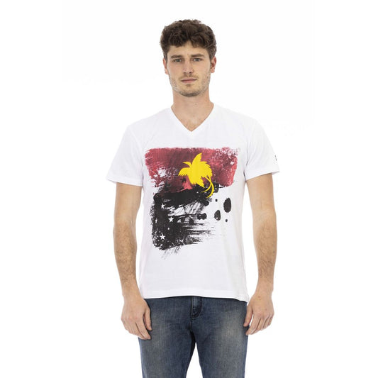 White Cotton Men's V-Neck T-Shirt
