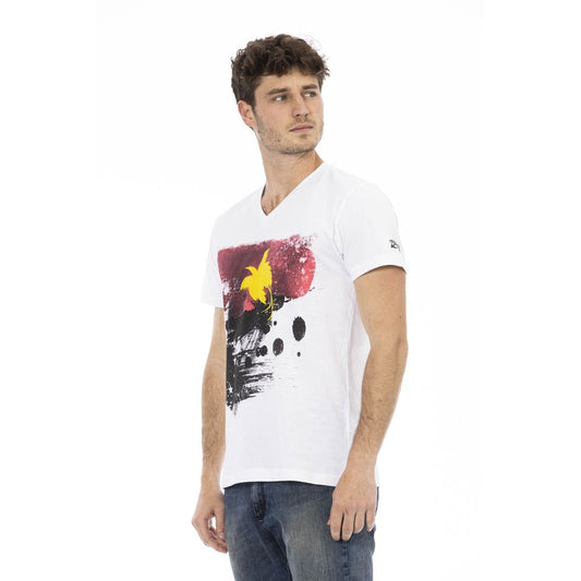 White Cotton Men's V-Neck T-Shirt