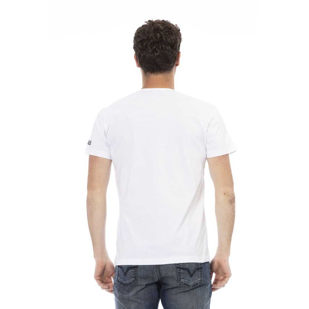 White Cotton Men's V-Neck T-Shirt