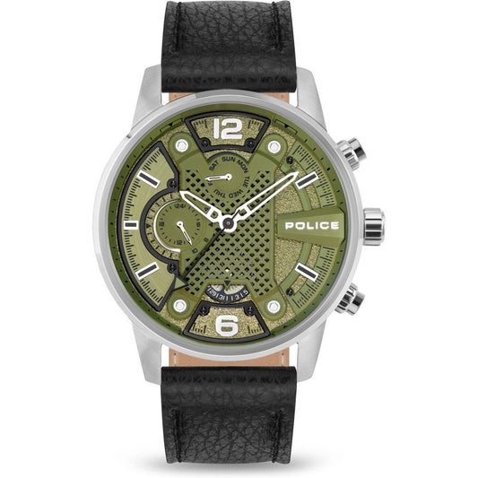 Black Leather Bracelet Watch