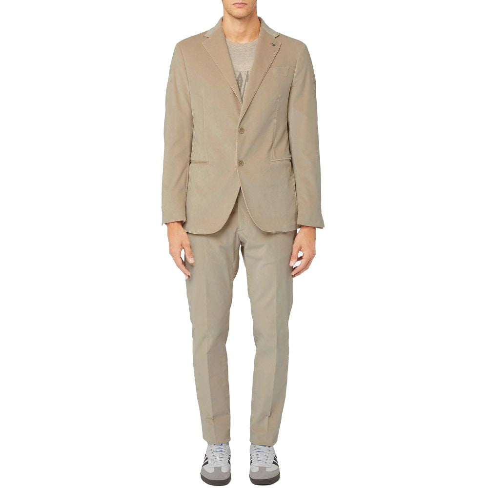 Beige Cotton Men Suit
