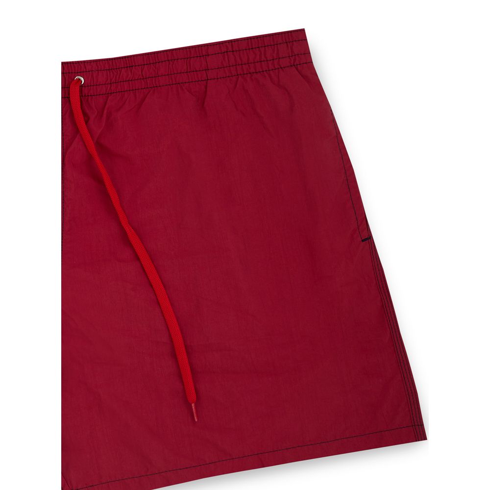 Red Polyester Swim Shorts