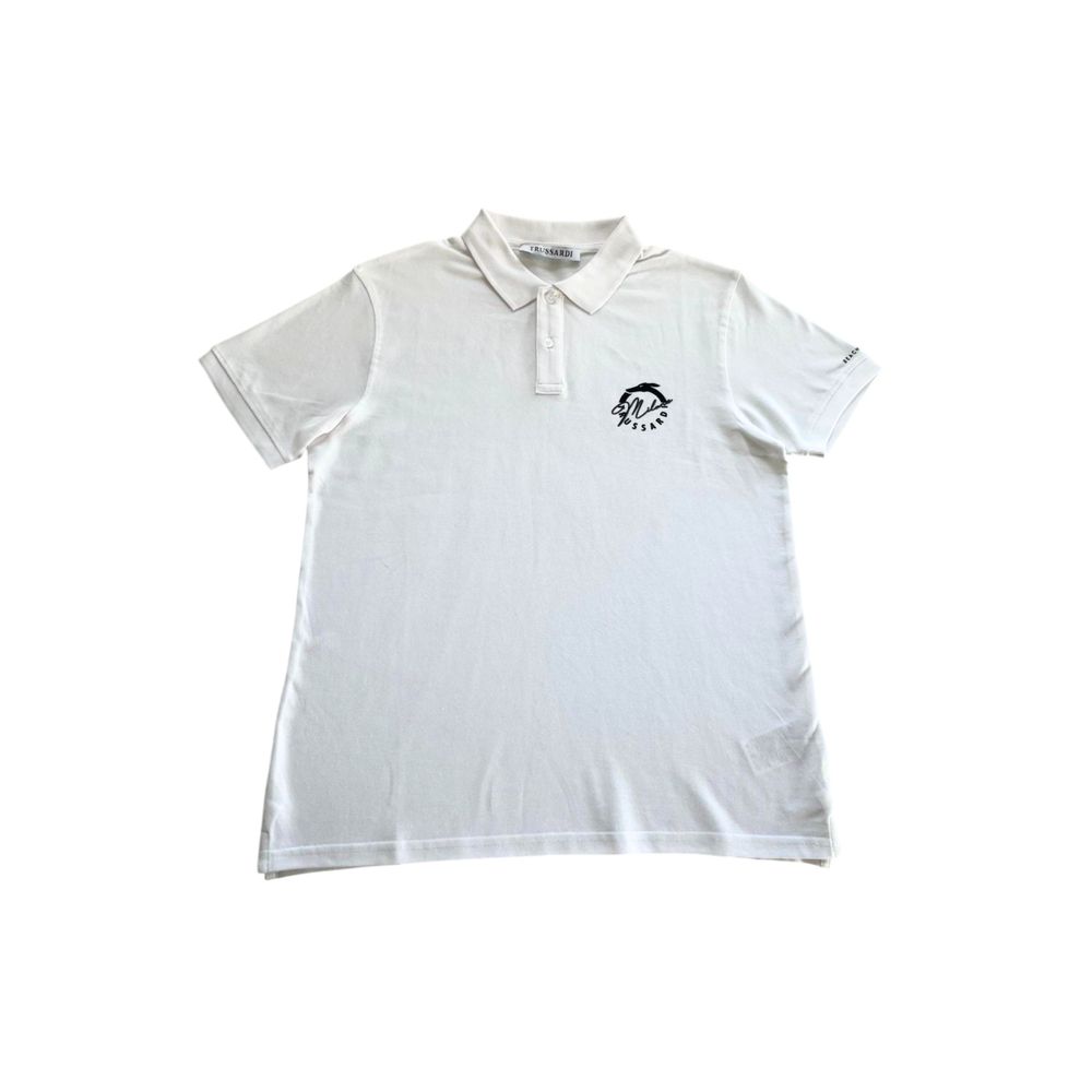 White Cotton Men Polo Shirt