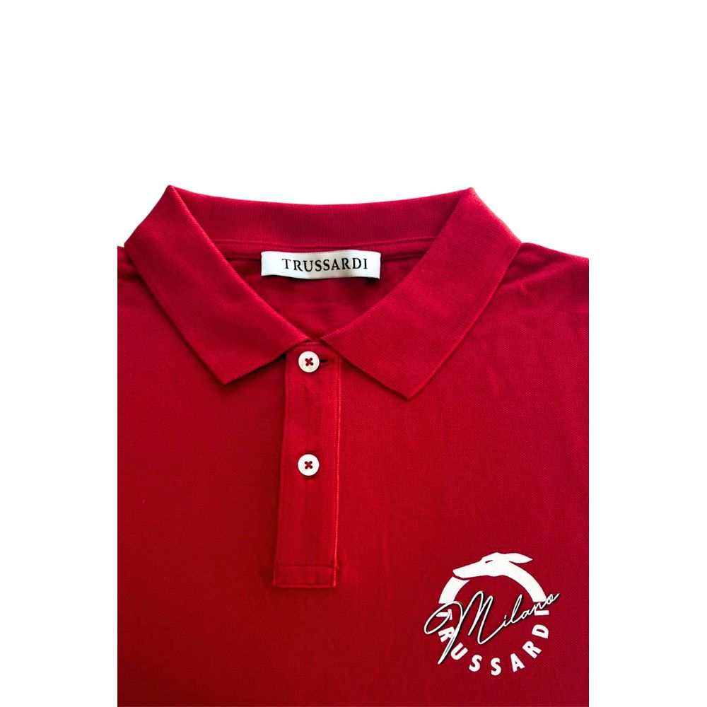 Red Cotton Men Polo Shirt