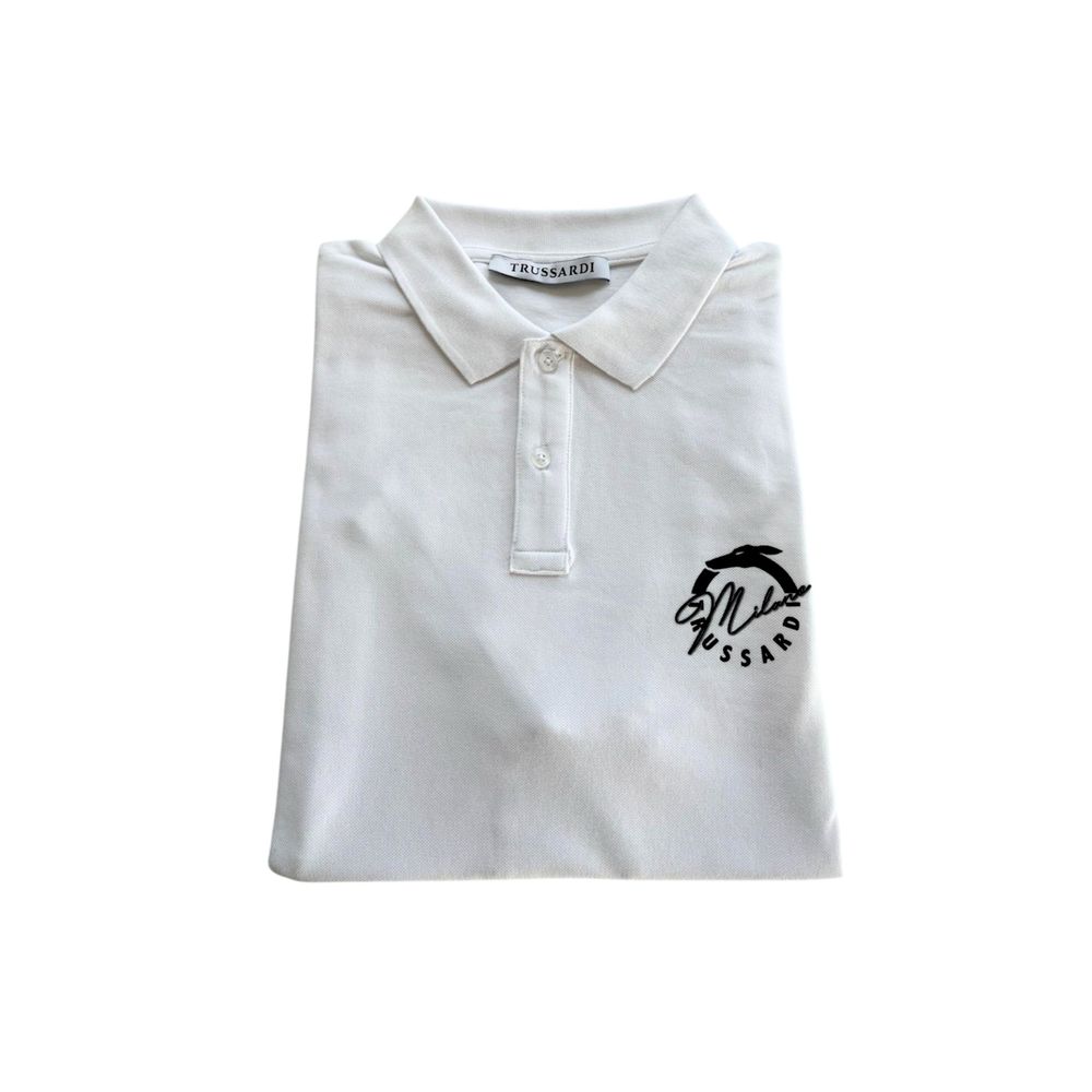 White Cotton Men Polo Shirt