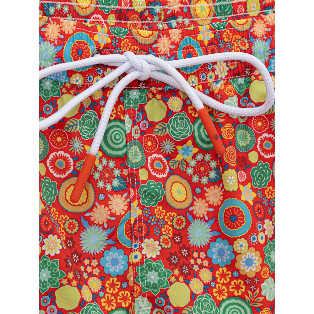 Red Polyester Swim Shorts