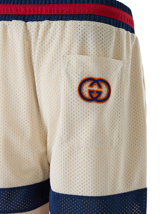 Cream polyester Logo Shorts
