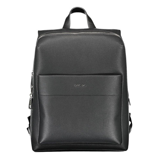 Black Polyester Men Backpack