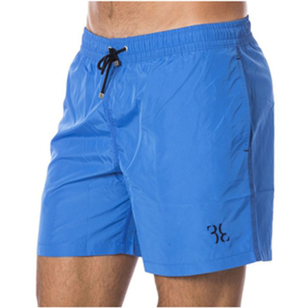 Blue Polyester Men's Swimwear Boxer
