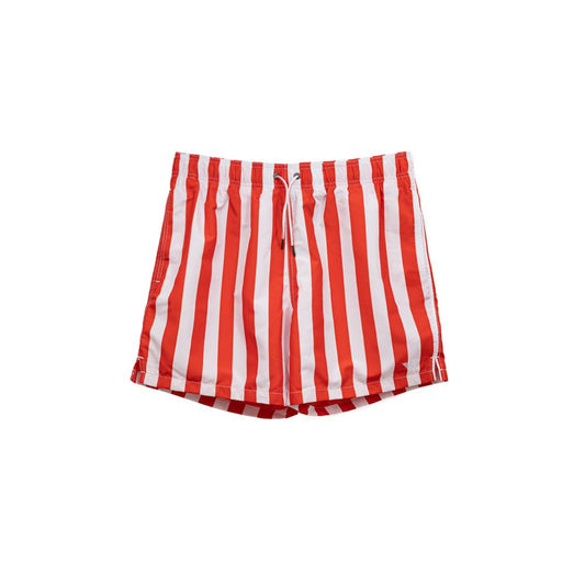 Red Polyester Swim Shorts