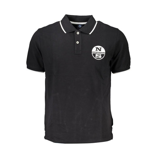 Black Cotton Men Polo Shirt
