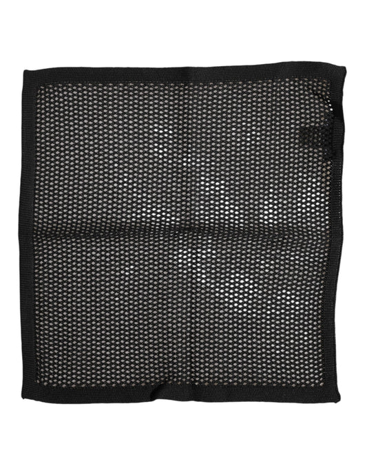 Black Patterned Cotton Square Foulard Scarf