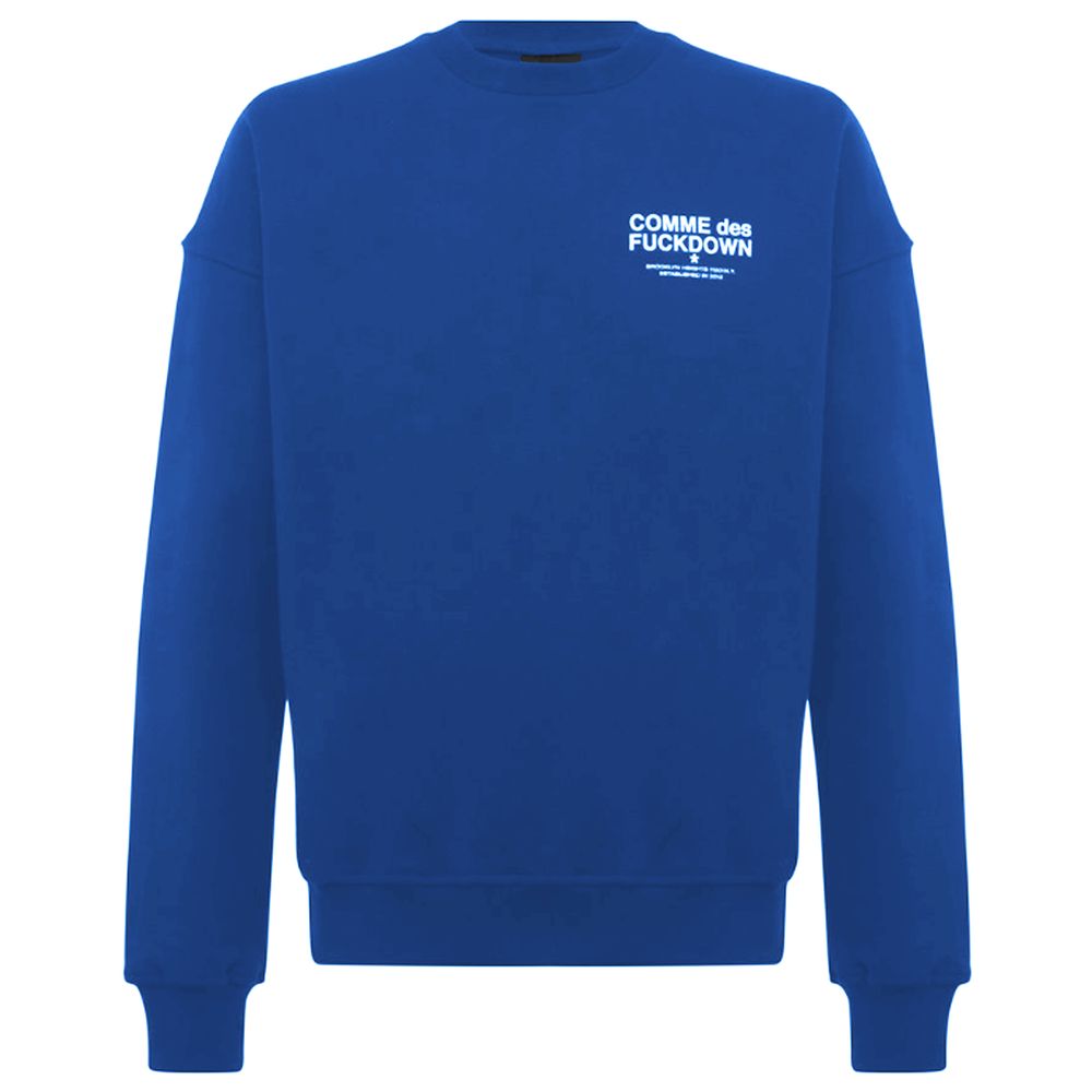 Blue Cotton Men Sweater