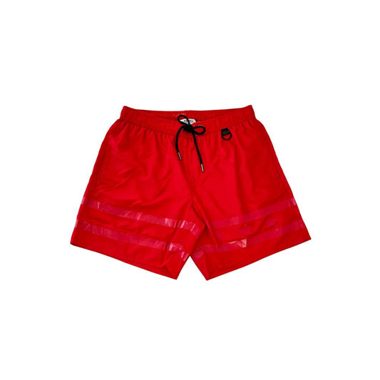 Red Polyester Men Swim Short