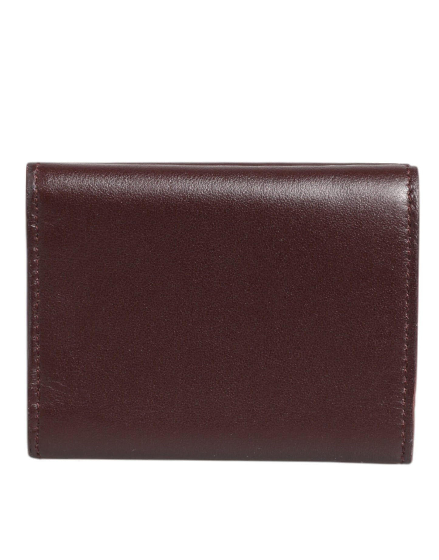 Leather Embossed Logo Trifold Men Card Holder Dark Brown