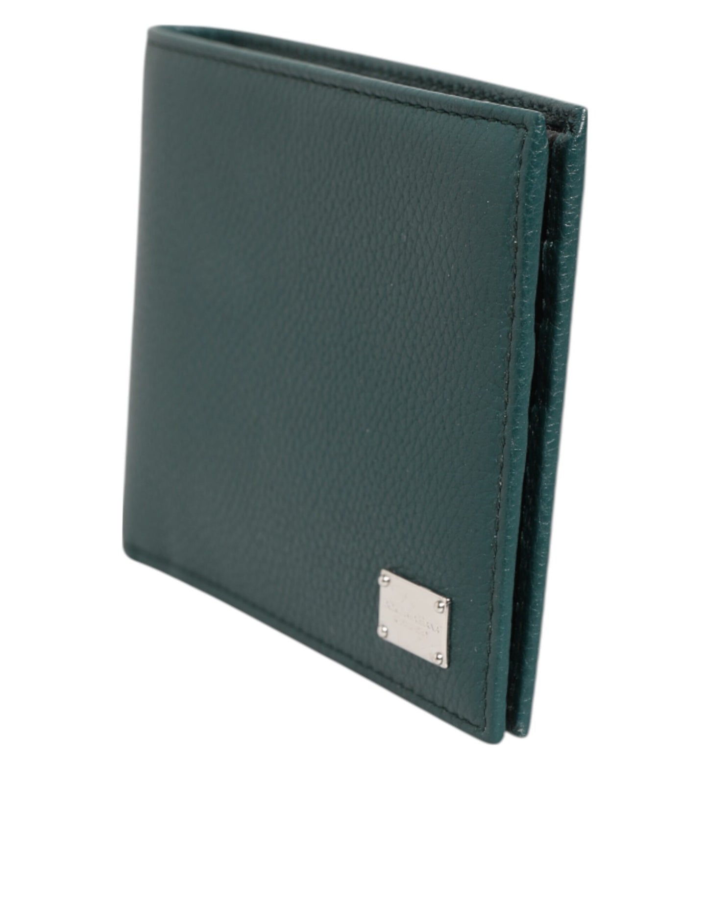 Green Leather DG Logo Plaque Bifold Men Card Holder Wallet
