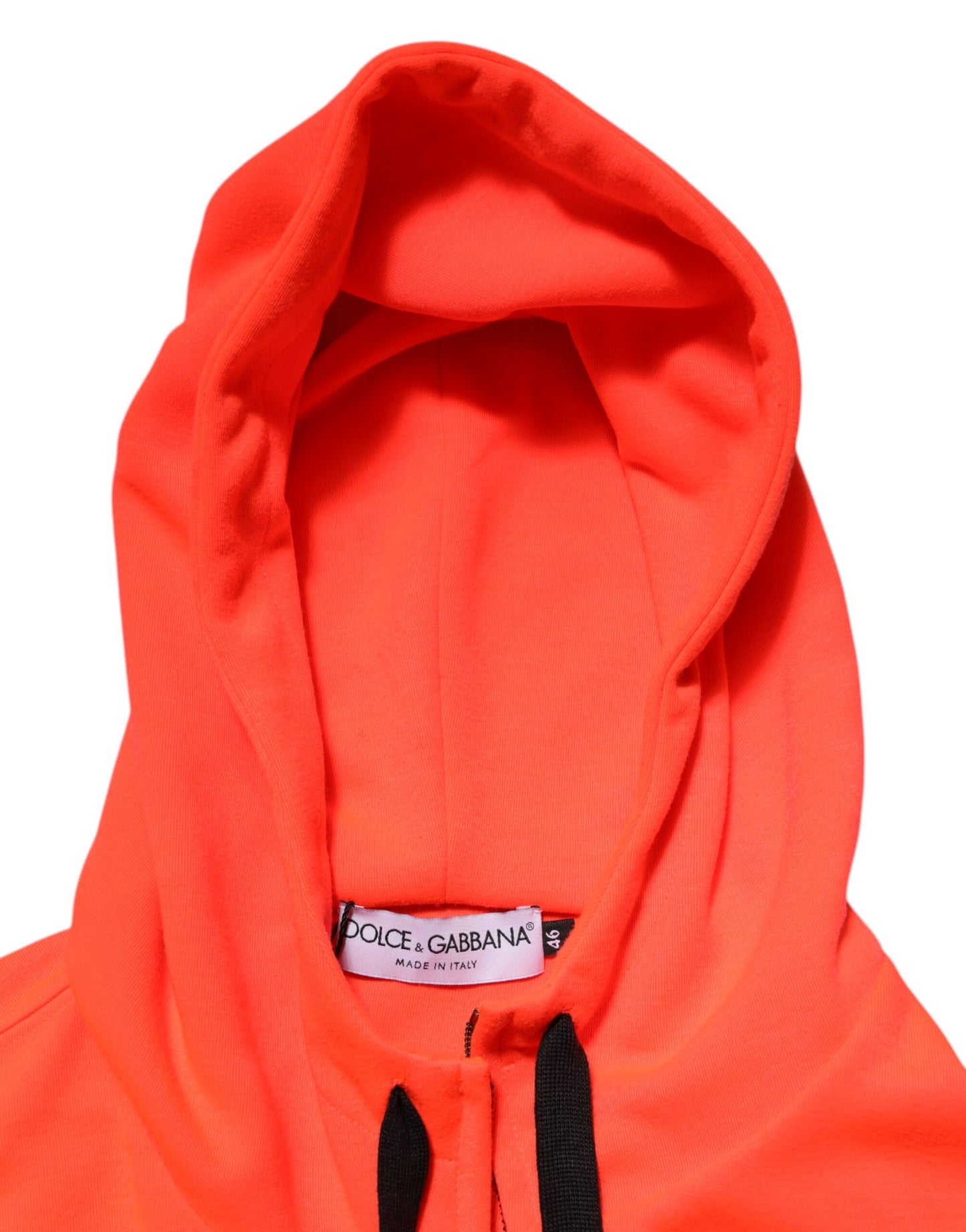 Red Fluorescent Polyester Logo Patch Hoodie Sweater