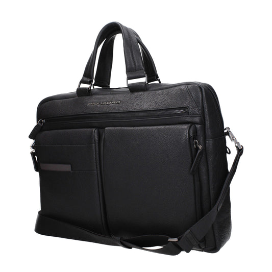 Black Leather Business And Laptop Bag
