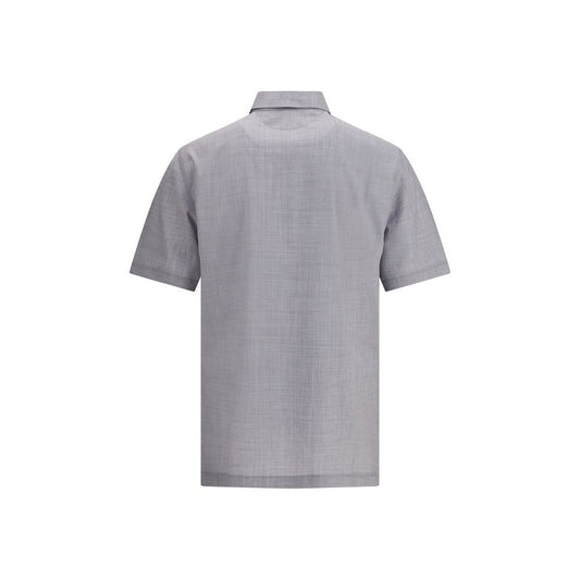 Gray Fleece Wool Polo Shirt