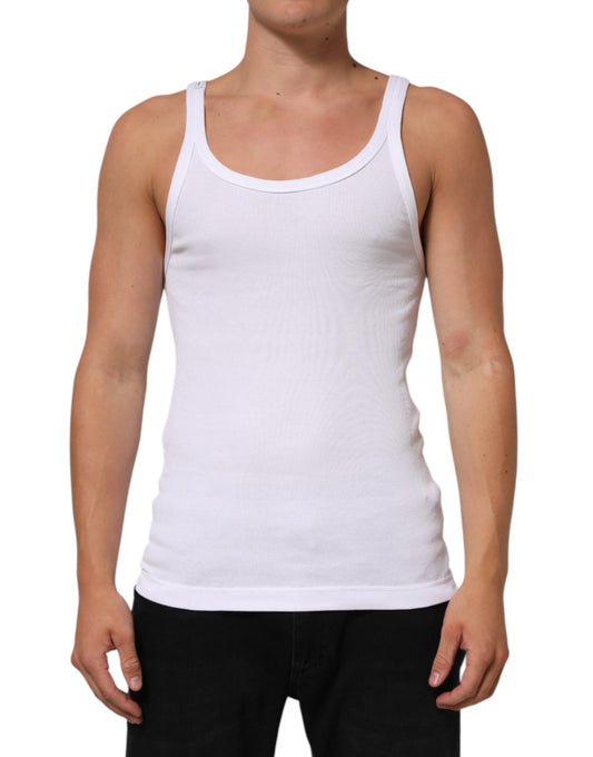 White Sleeveless Round Neck Tank Top T-shirt