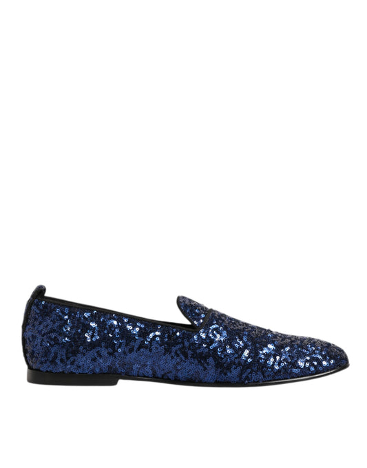 Blue Sequined Loafers Slippers Men Dress Shoes