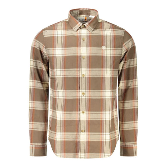 Brown Cotton Men Shirt