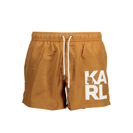 Brown Polyester Swimwear