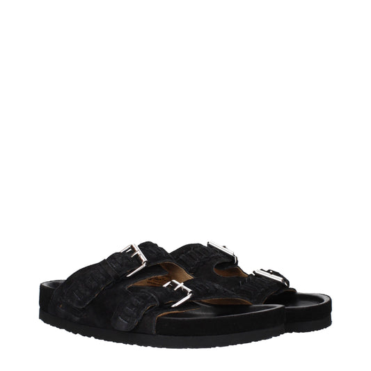 Black Leather Slippers