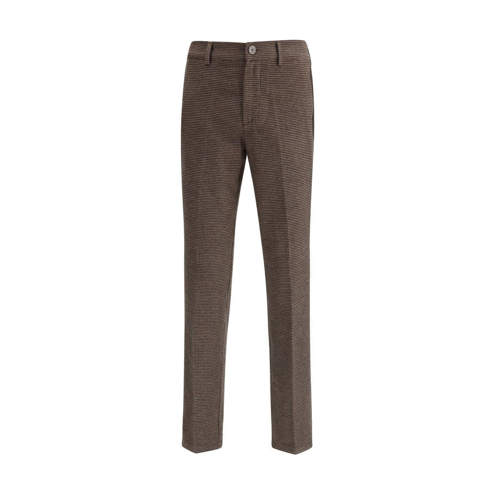 Brown Cotton Casual Pants