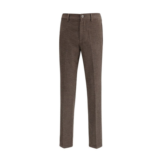 Brown Cotton Casual Pants