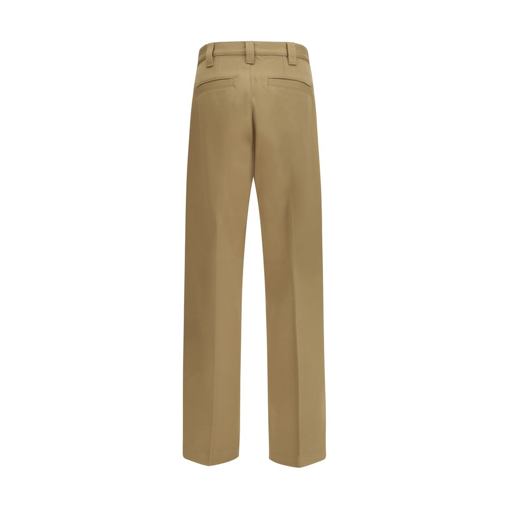 Beige Cotton Casual Pants
