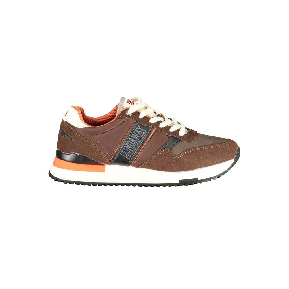 Brown Polyester Men Sneaker
