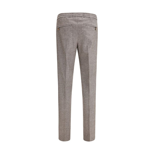 Brown Fleece Wool Casual Pants