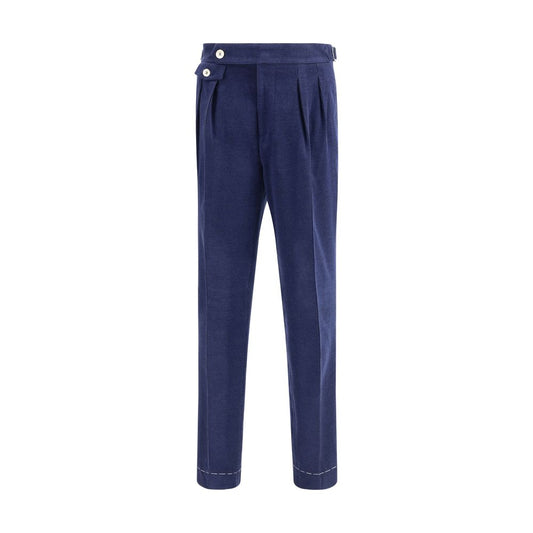 Blue Wool Casual Pants