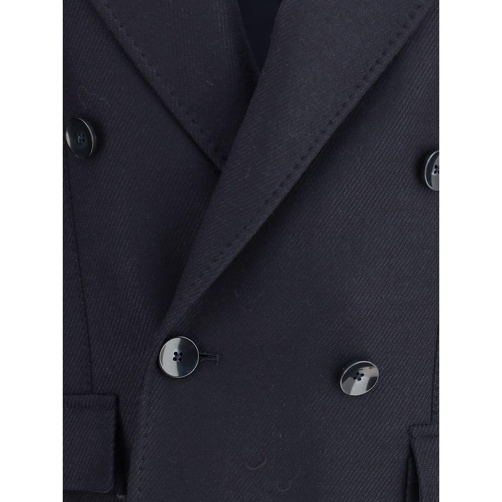 Blue Fleece Wool Coat