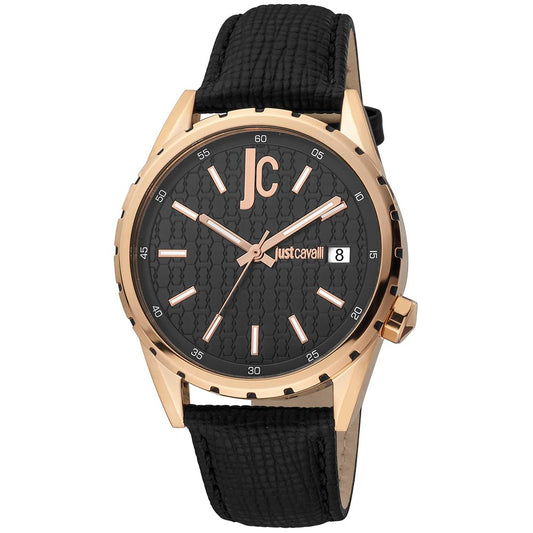 Black Leather Dress Watch