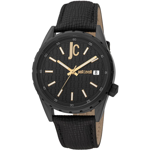 Black Leather Dress Watch