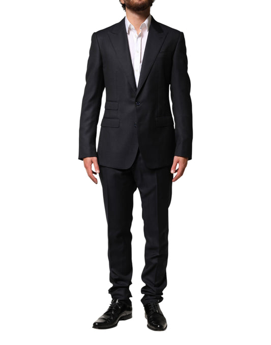 Black Wool Single Breasted Men 2 Piece Suit