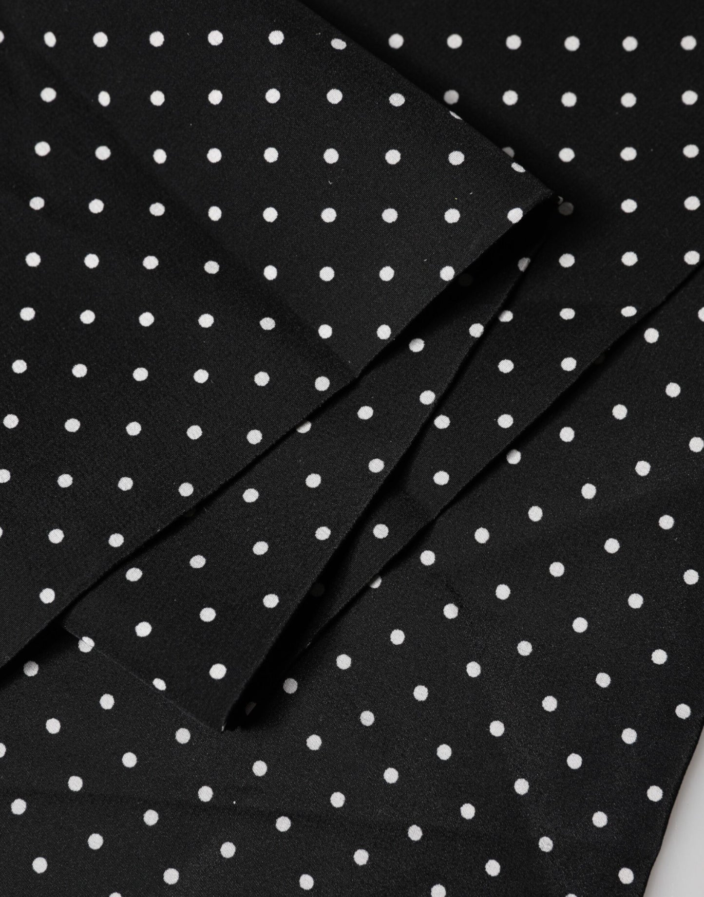 Black Polka Dot Neck Wrap Foulard 133.5cm x 12.5cm Scarf